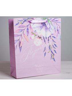 Пакет крафтовый вертикальный «Поздравляю», M 26 × 30 × 9 см