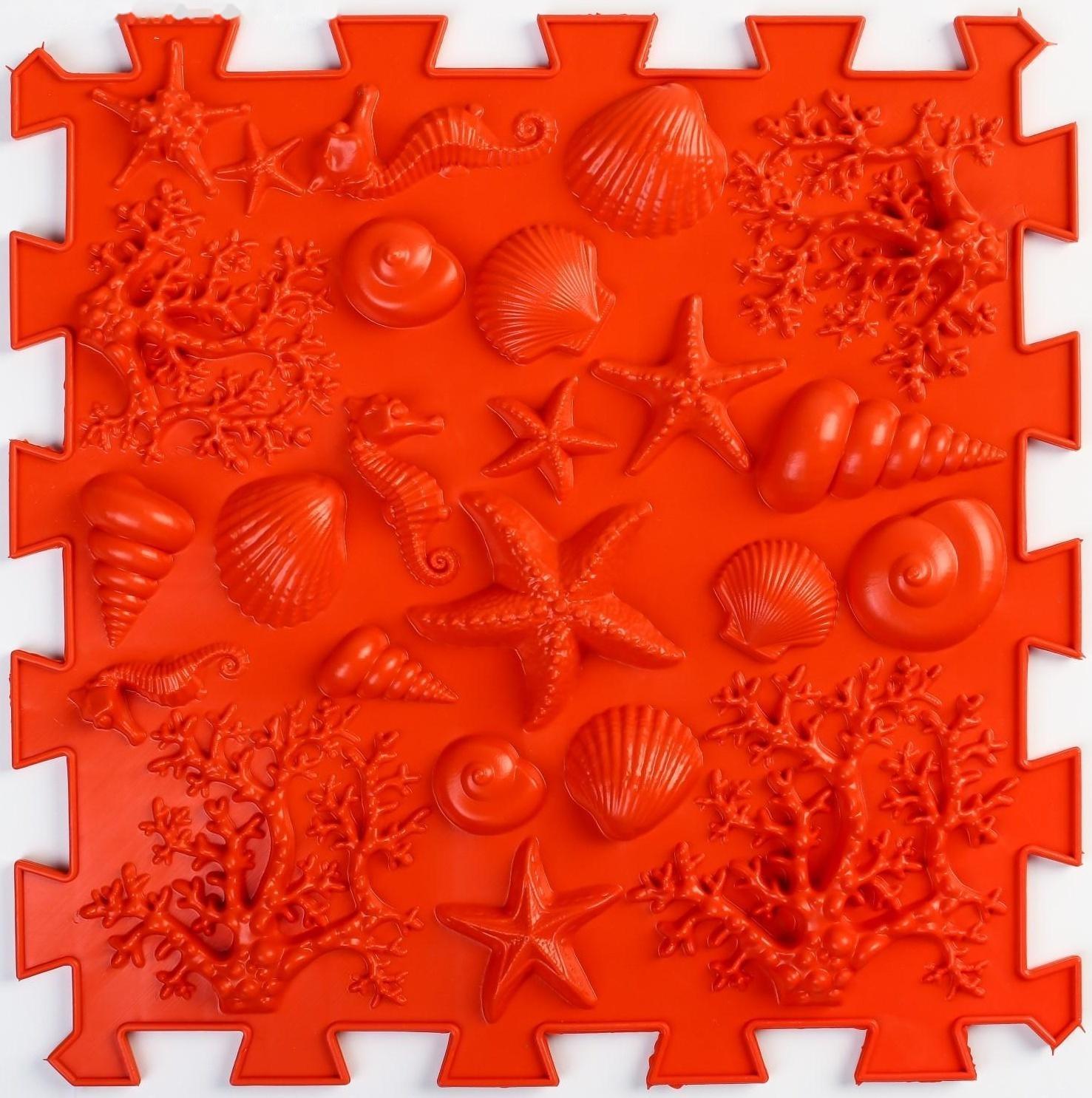 Модульный массажный коврик ОРТО ПАЗЛ «Морское дно», 1 модуль, цвет красный