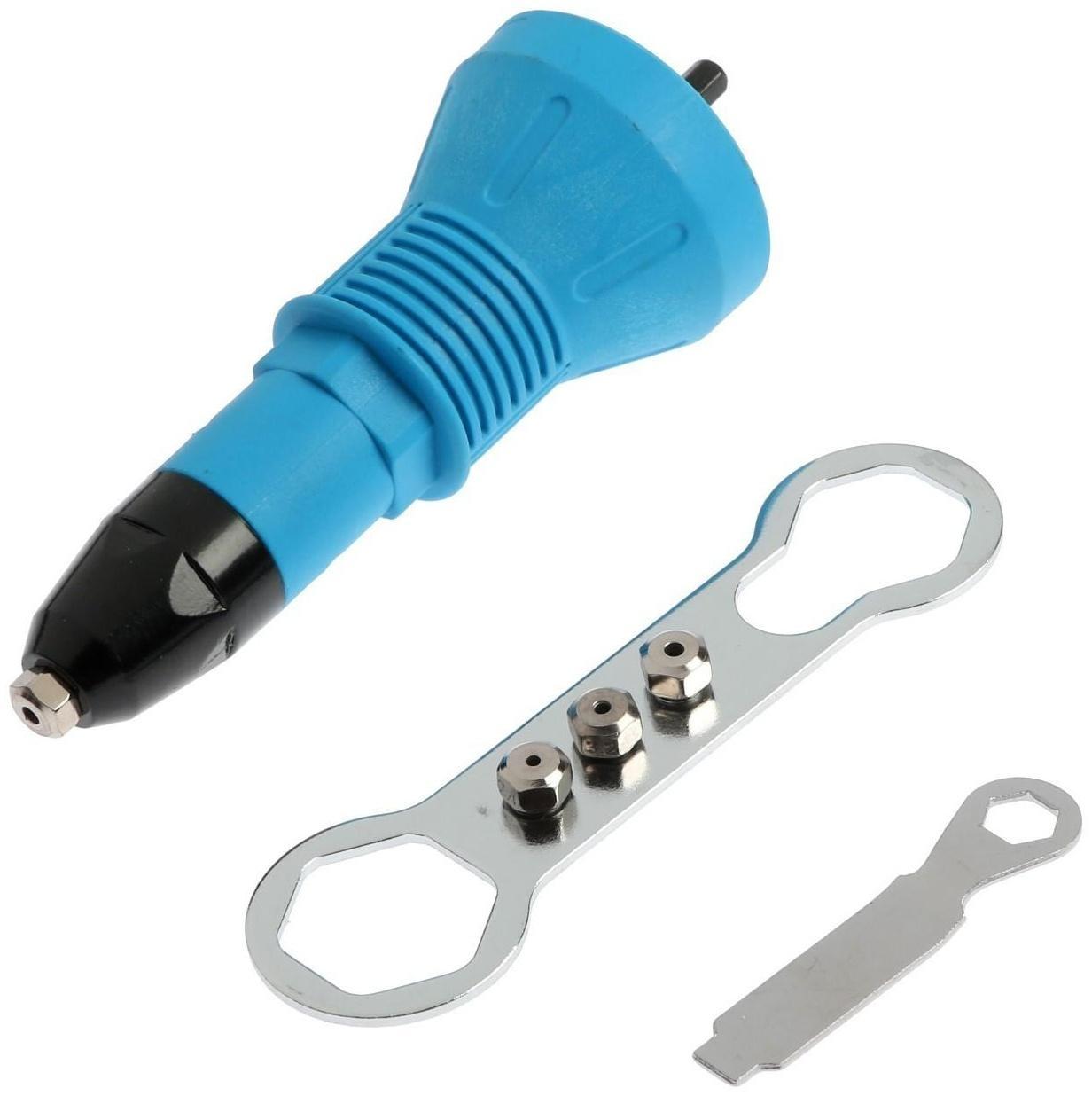 Насадка для шуруповерта ТУНДРА, заклепочник, шестигранный хвостовик, 2.4-3.2-4-4.8 мм