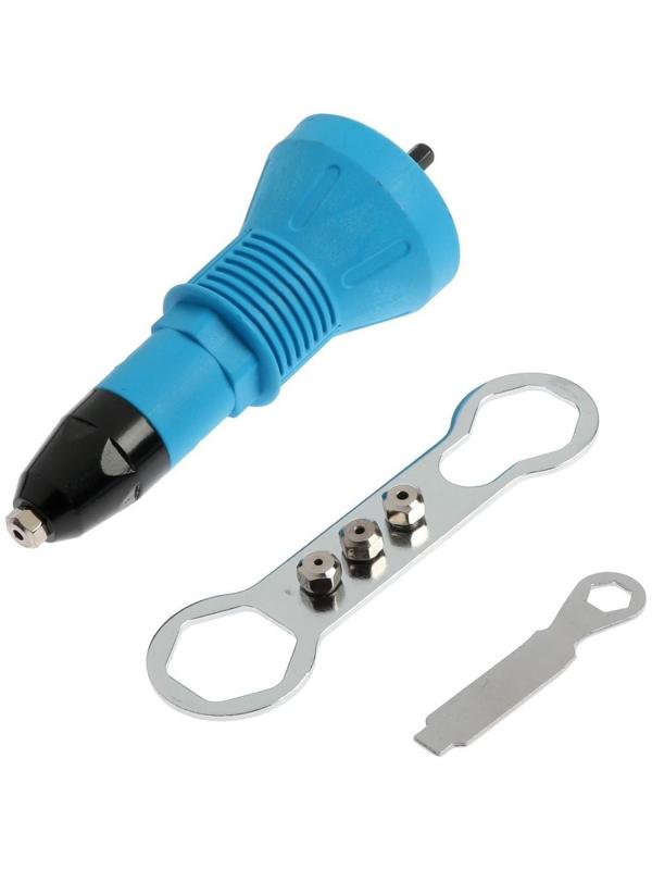 Насадка для шуруповерта ТУНДРА, заклепочник, шестигранный хвостовик, 2.4-3.2-4-4.8 мм