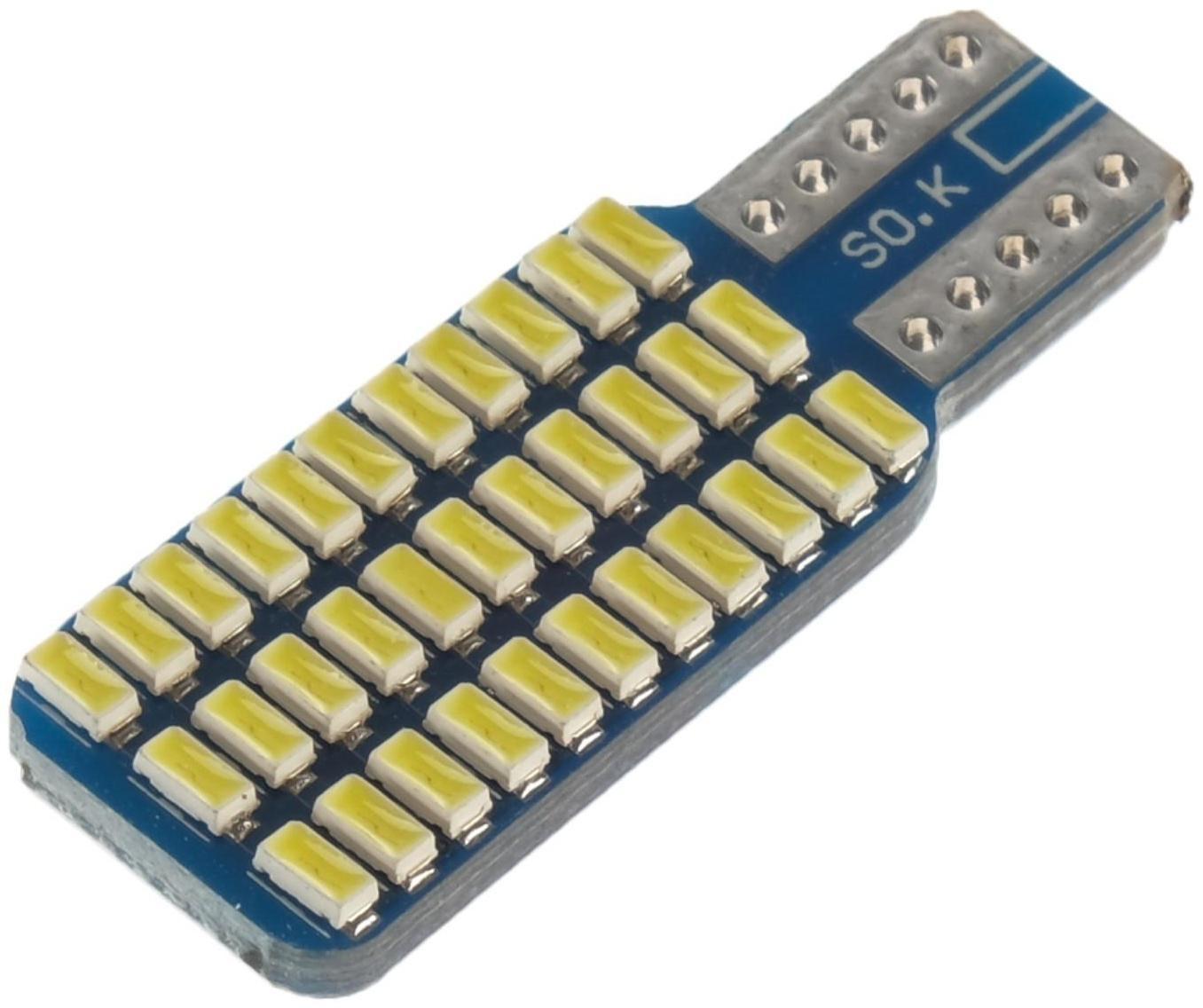 Автолампа светодиодная TORSO, T10 W5W, 12 В, 10 Вт, 33 LED, свет белый