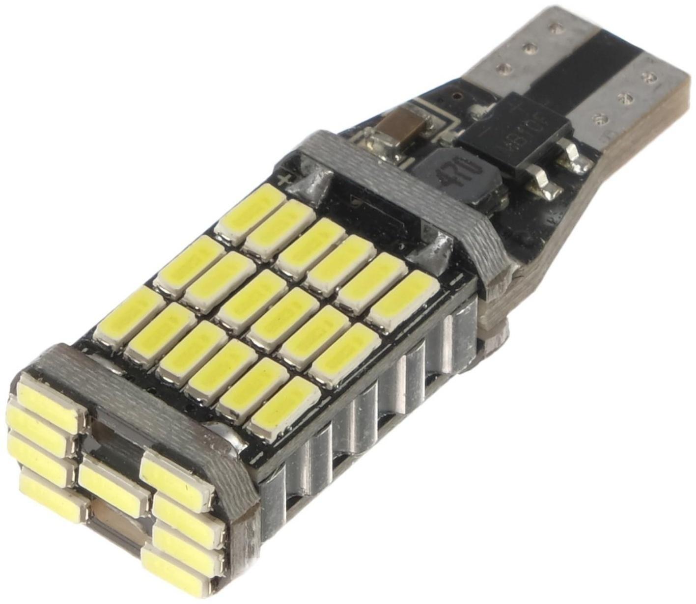 Автолампа светодиодная TORSO, T10 W5W, 12 В, 3 Вт, 45 LED, свет белый