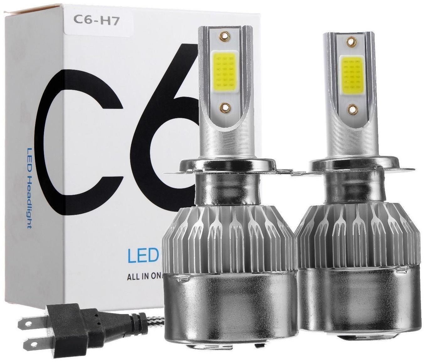 Автолампа светодиодная Н7, 36 Вт, 3800 Лм, набор 2 шт