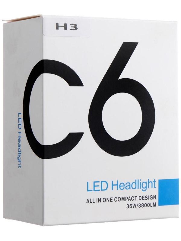 Автолампа светодиодная Н3, 36 Вт, 3800 Лм, набор 2 шт