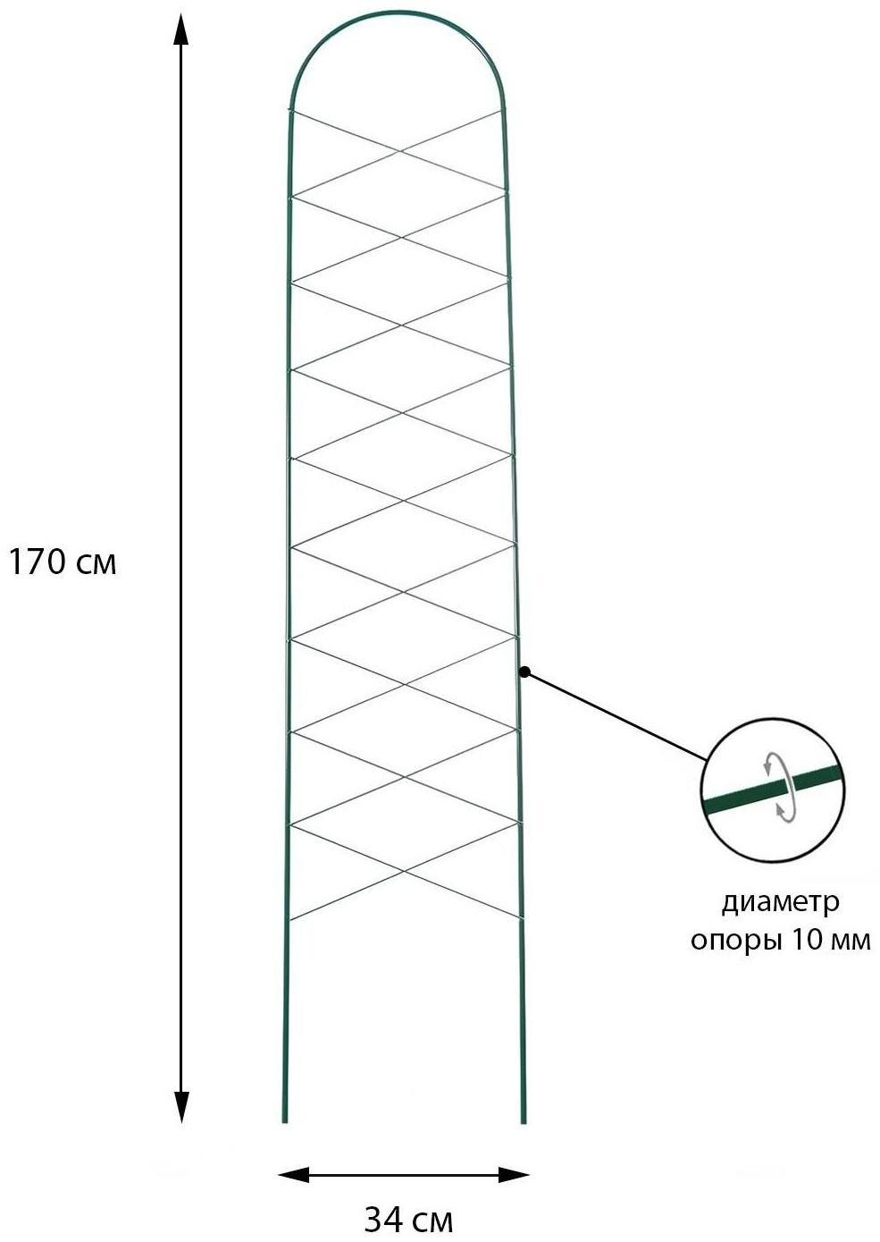 Шпалера, 170 × 34 × 1 см, металл, зелёная, «Буби»