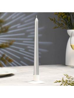 Свеча античная, 2,3х 25 см, лакированная, серебряный металлик