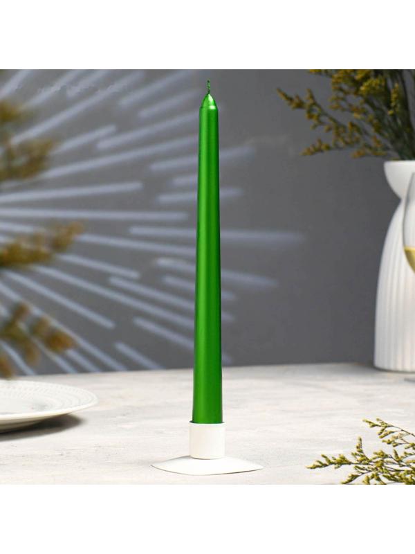 Свеча античная, 2,3х 25 см,  лакированная, зелёный металлик