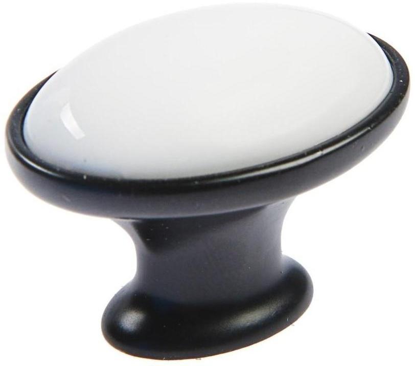 Ручка кнопка ТУНДРА РК023BL LIGHT, чёрная с белой вставкой