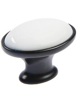 Ручка кнопка ТУНДРА РК023BL LIGHT, чёрная с белой вставкой