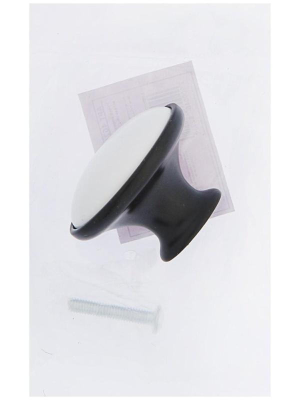 Ручка кнопка ТУНДРА РК023BL LIGHT, чёрная с белой вставкой