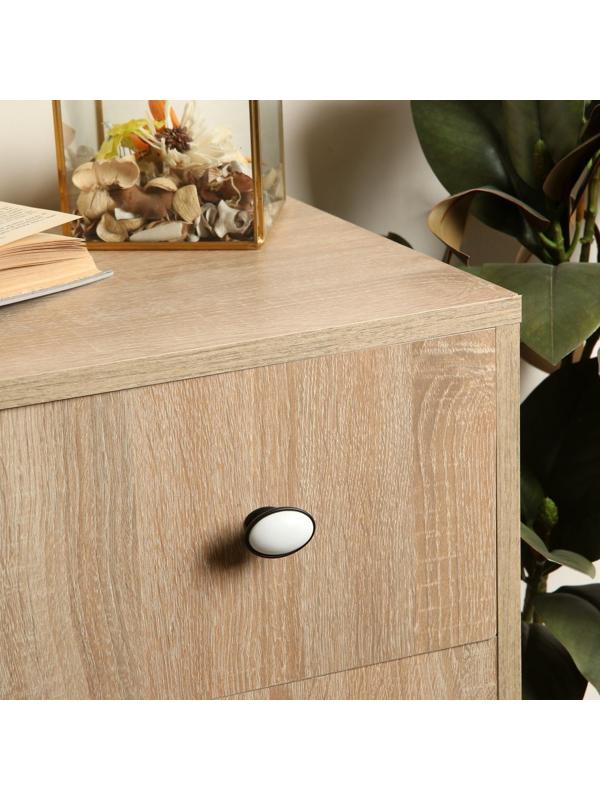 Ручка кнопка ТУНДРА РК023BL LIGHT, чёрная с белой вставкой