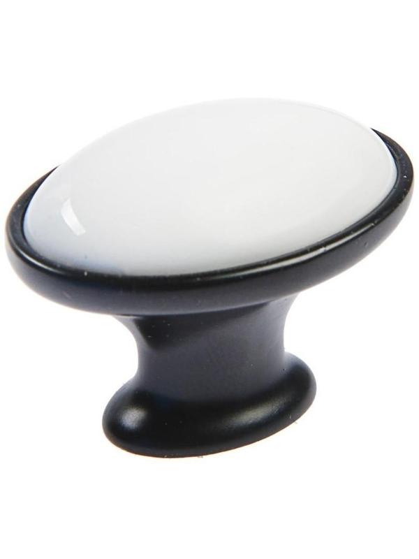 Ручка кнопка ТУНДРА РК023BL LIGHT, чёрная с белой вставкой