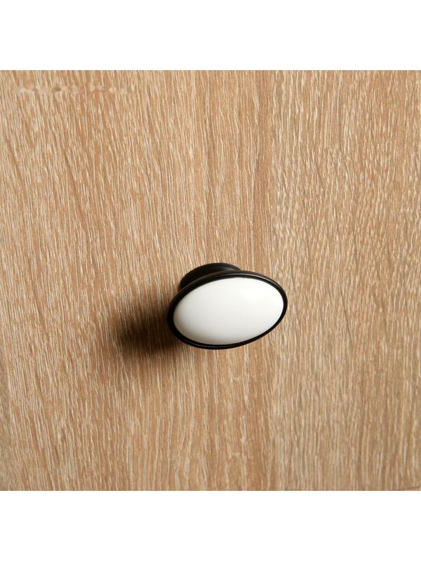 Ручка кнопка ТУНДРА РК023BL LIGHT, чёрная с белой вставкой