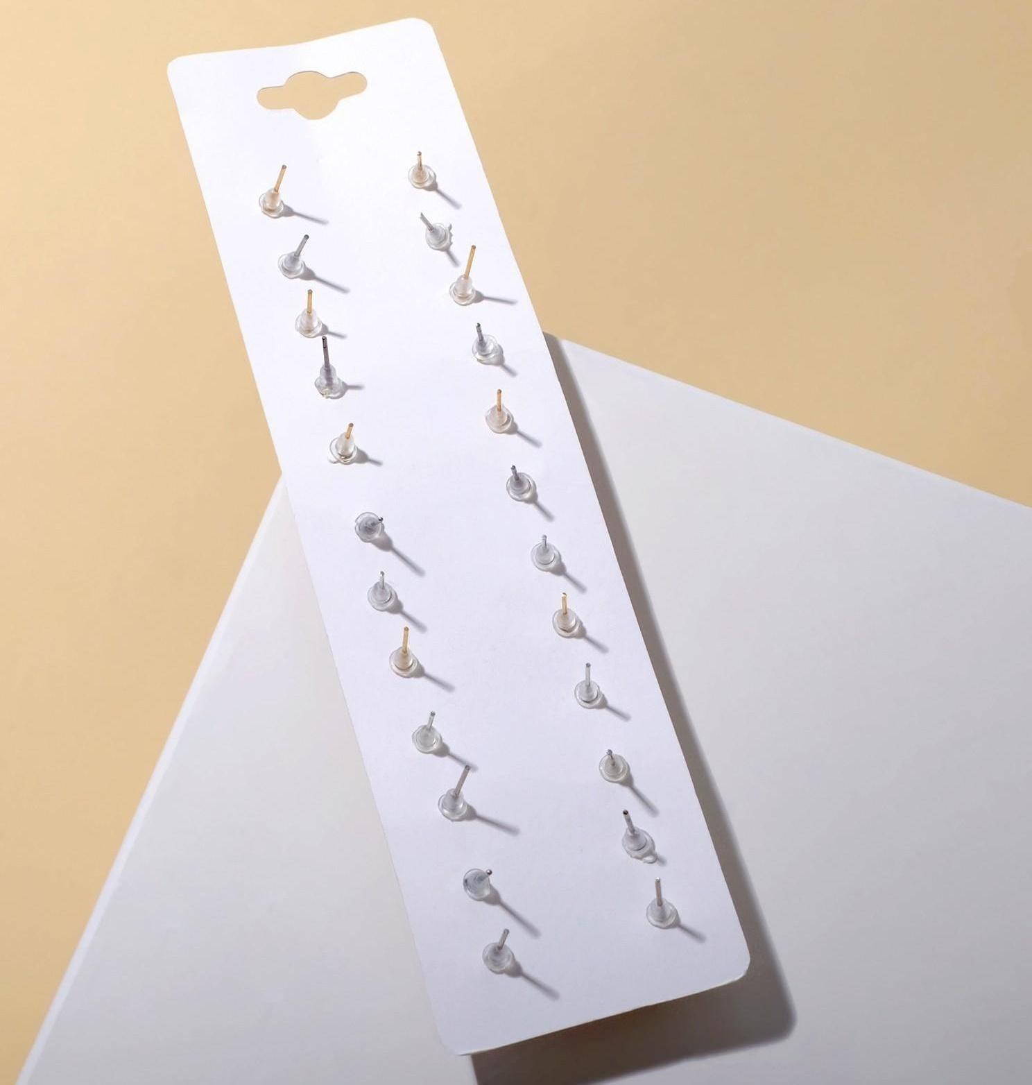 Пусеты 12 пар One year, беззаботность, цвет бело-красный в золоте