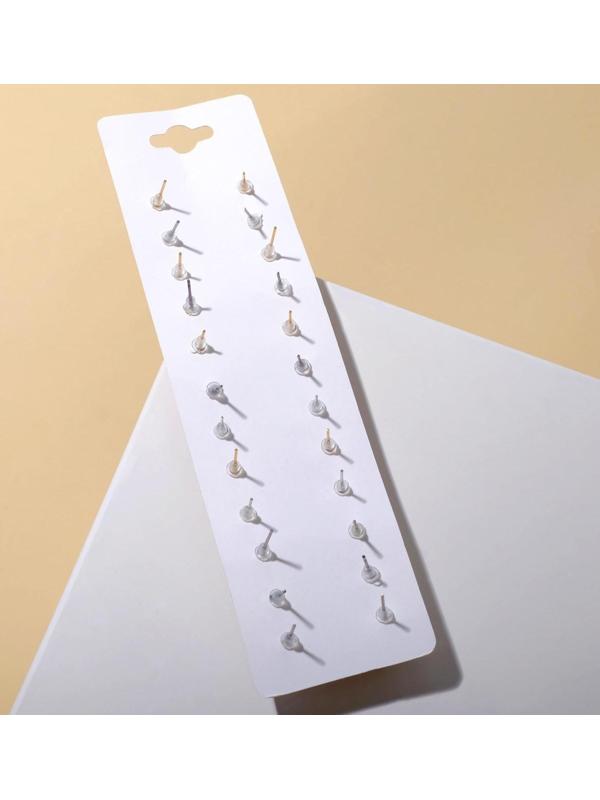 Пусеты 12 пар One year, беззаботность, цвет бело-красный в золоте