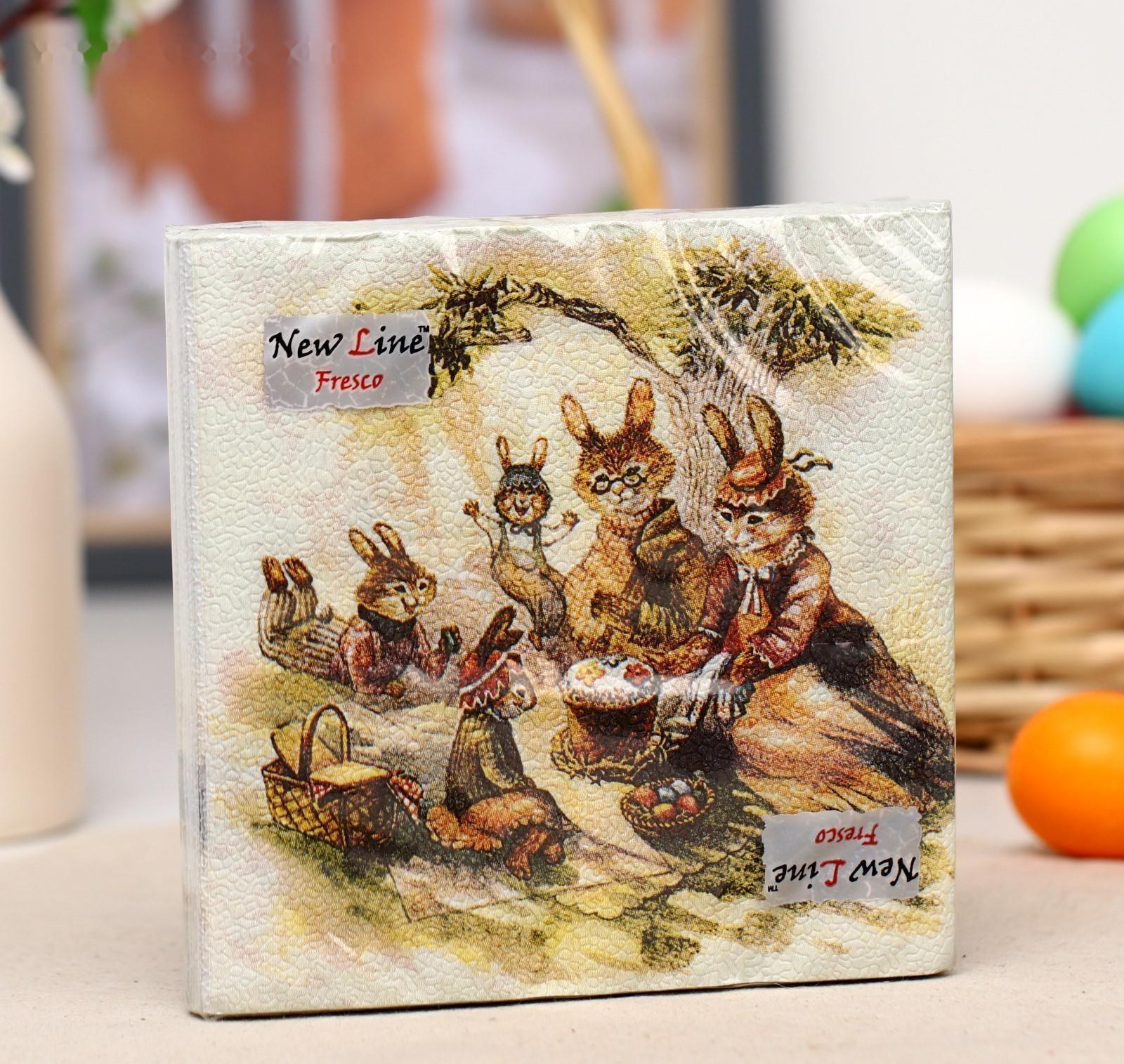 Салфетки бумажные New line «Пасхальные зайцы», 2 слоя, 33*33 см, 20 шт.