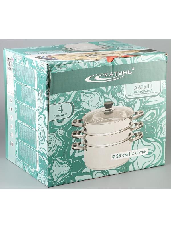 Мантоварка «Алтын», d=26 см, 2 секции, с теплораспределительным слоем, стеклянная крышка, индукция