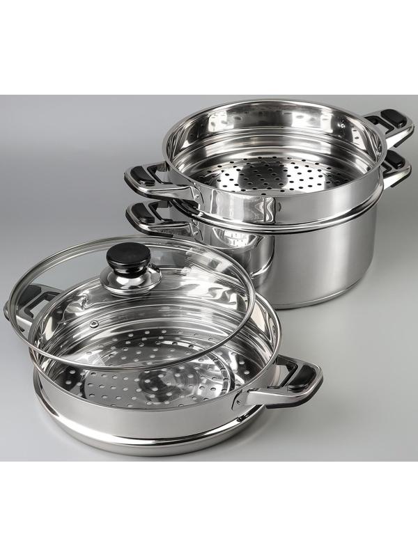 Мантоварка «Алтын», d=26 см, 2 секции, с теплораспределительным слоем, стеклянная крышка, индукция