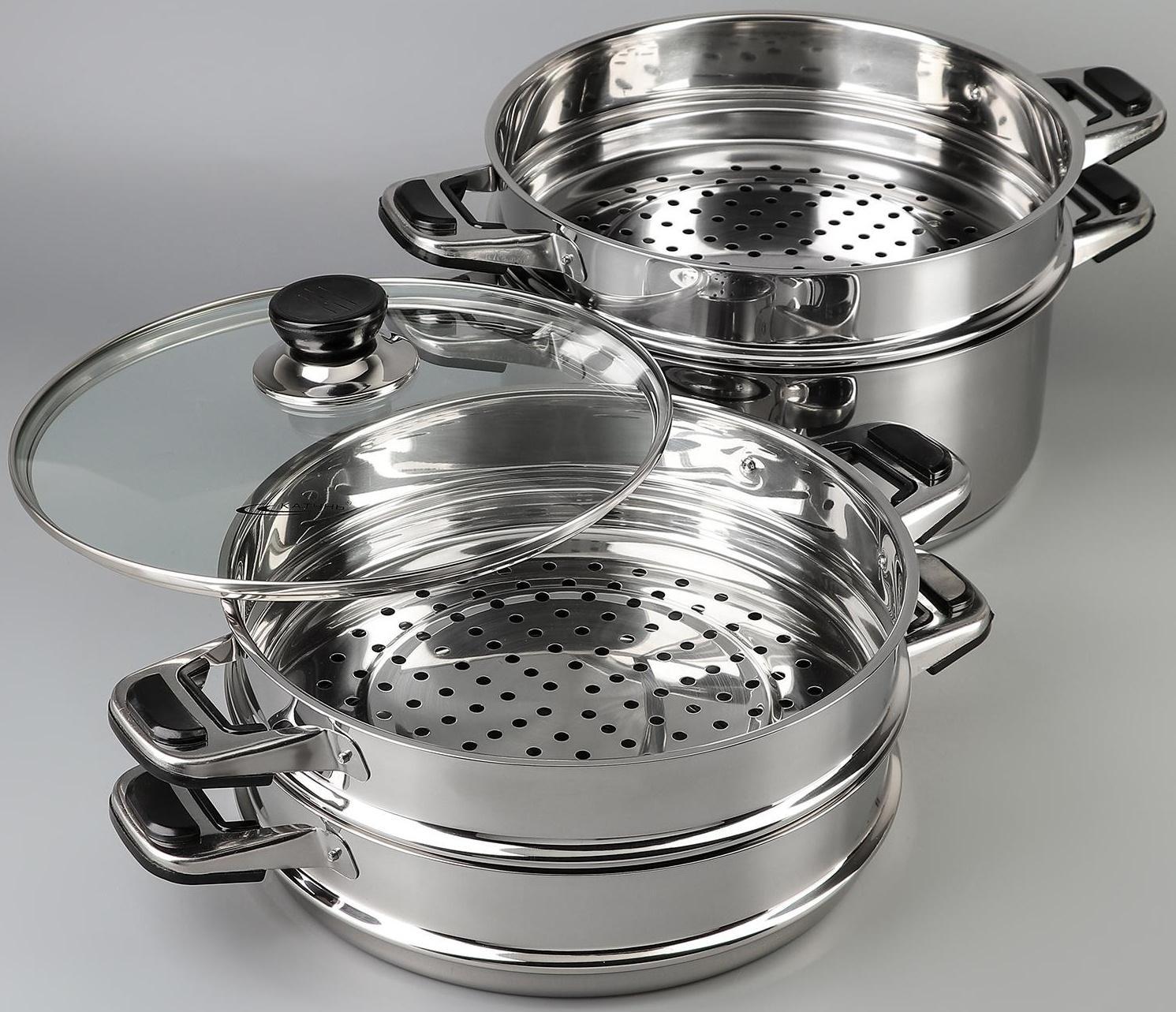 Мантоварка «Алтын», d=26 см, 3 секции, с теплораспределительным слоем, стеклянная крышка, индукция