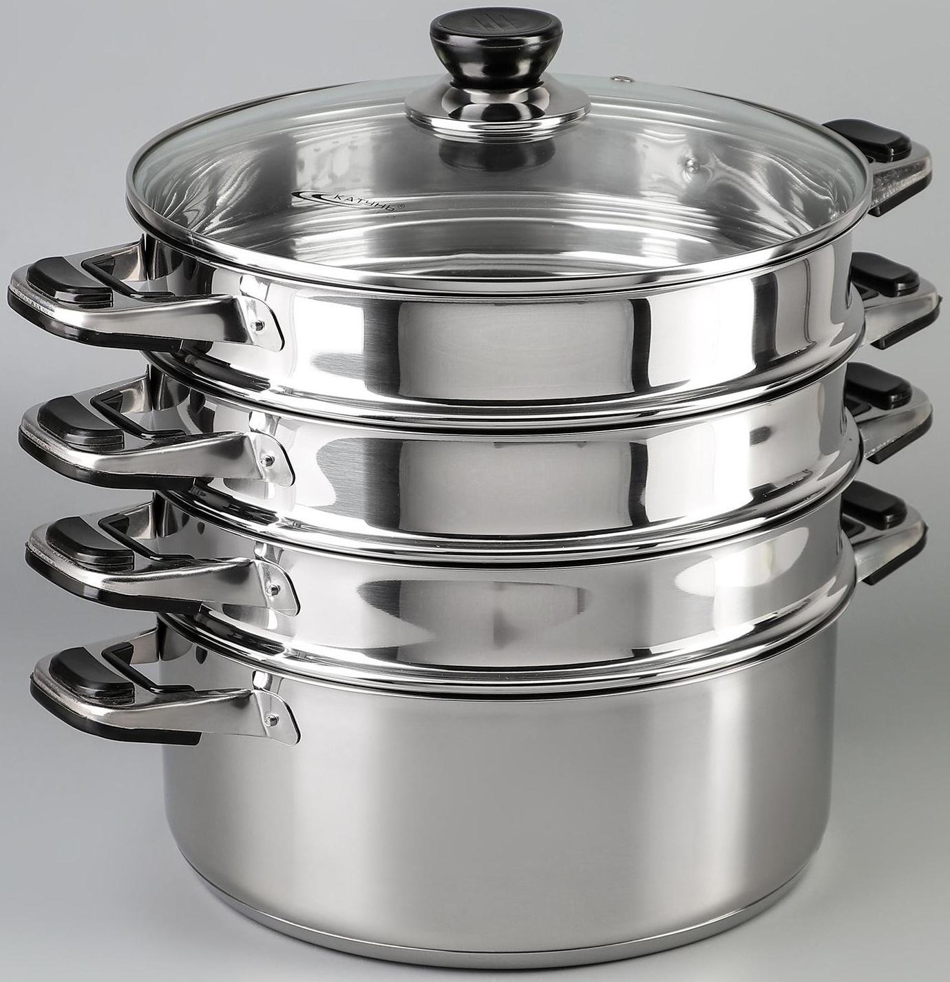 Мантоварка «Алтын», d=26 см, 3 секции, с теплораспределительным слоем, стеклянная крышка, индукция