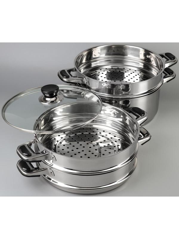 Мантоварка «Алтын», d=26 см, 3 секции, с теплораспределительным слоем, стеклянная крышка, индукция