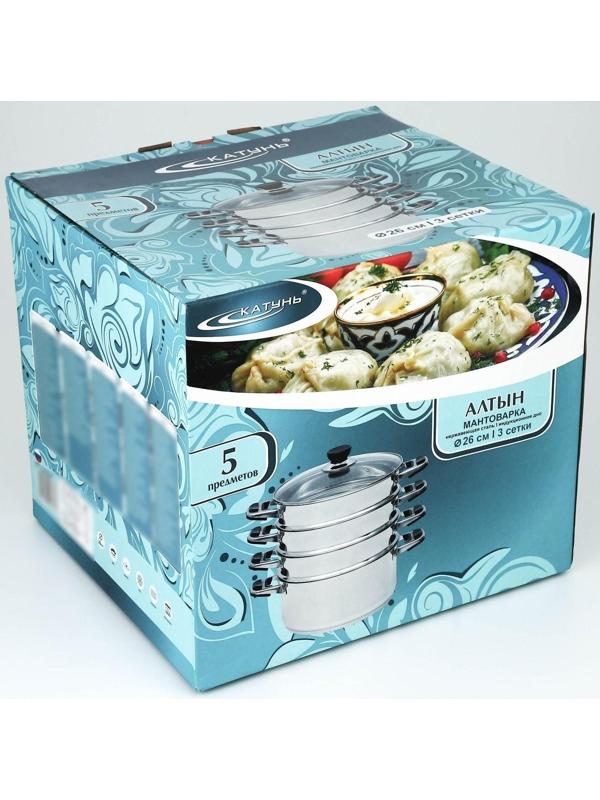 Мантоварка «Алтын», d=26 см, 3 секции, с теплораспределительным слоем, стеклянная крышка, индукция