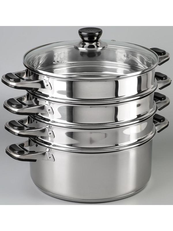 Мантоварка «Алтын», d=26 см, 3 секции, с теплораспределительным слоем, стеклянная крышка, индукция