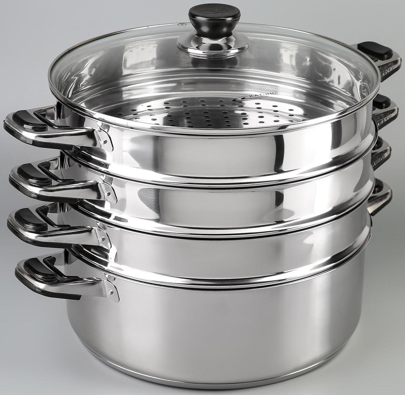 Мантоварка «Алтын», d=30 см, 4 секции, с теплораспределительным слоем, стеклянная крышка, индукция