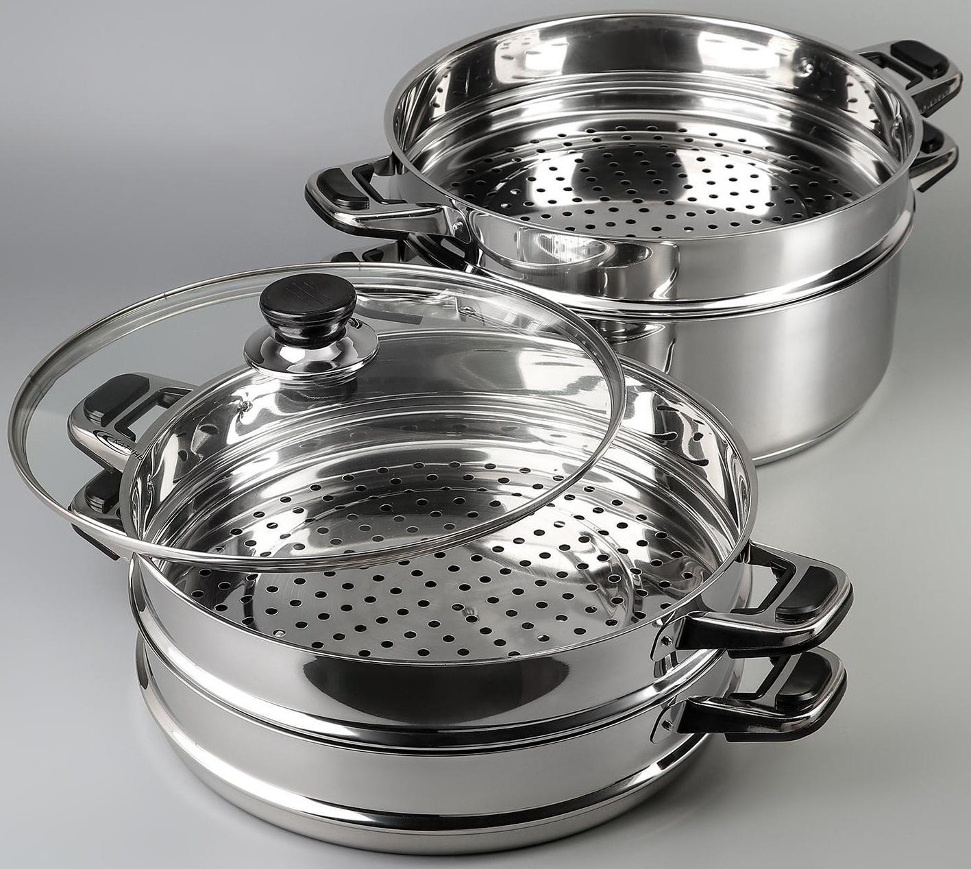 Мантоварка «Алтын», d=30 см, 4 секции, с теплораспределительным слоем, стеклянная крышка, индукция