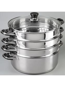 Мантоварка «Алтын», d=30 см, 4 секции, с теплораспределительным слоем, стеклянная крышка, индукция