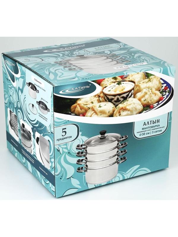 Мантоварка «Алтын», d=30 см, 4 секции, с теплораспределительным слоем, стеклянная крышка, индукция
