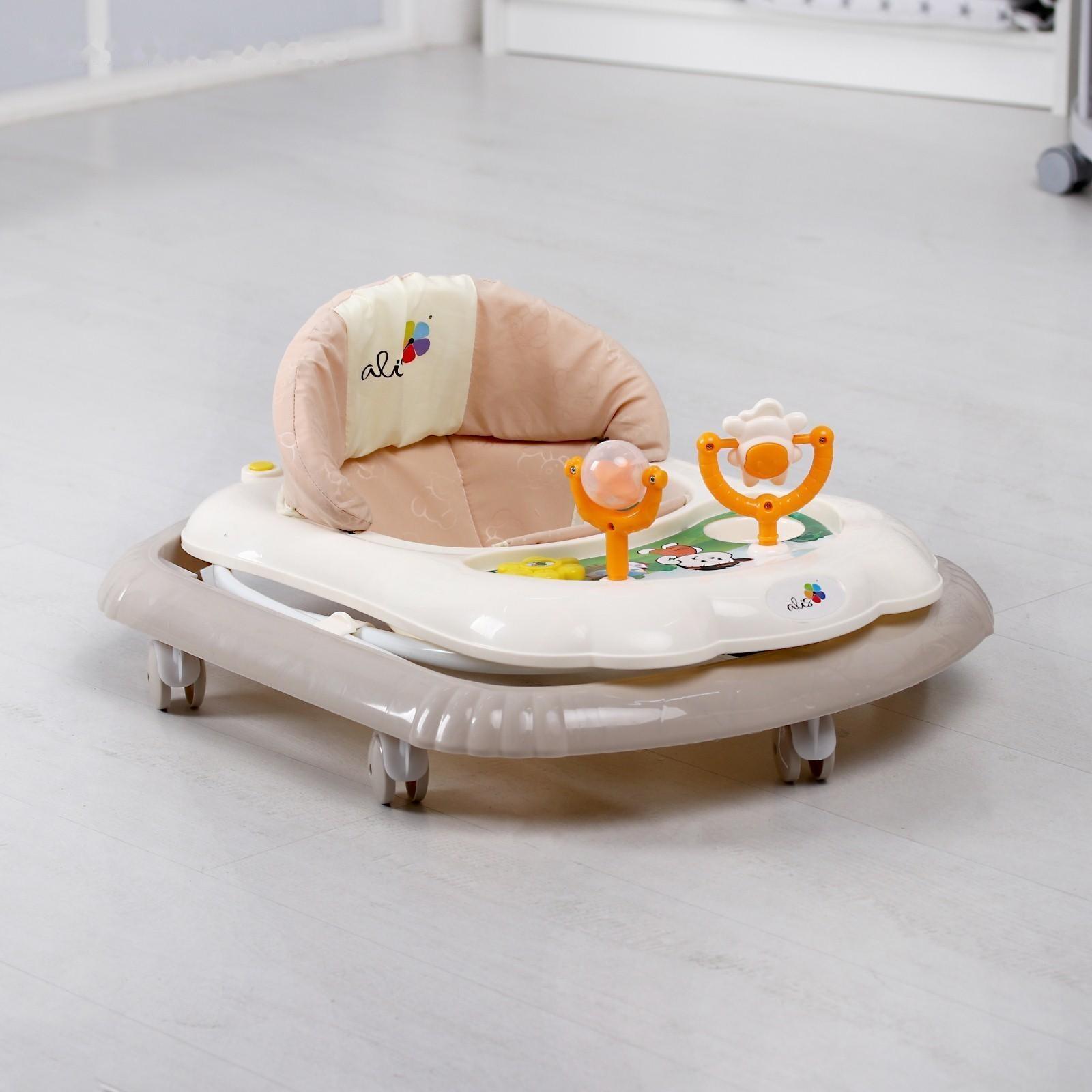 Ходунки «Верный друг», 7 колес, муз. игрушки, бежевый/белый