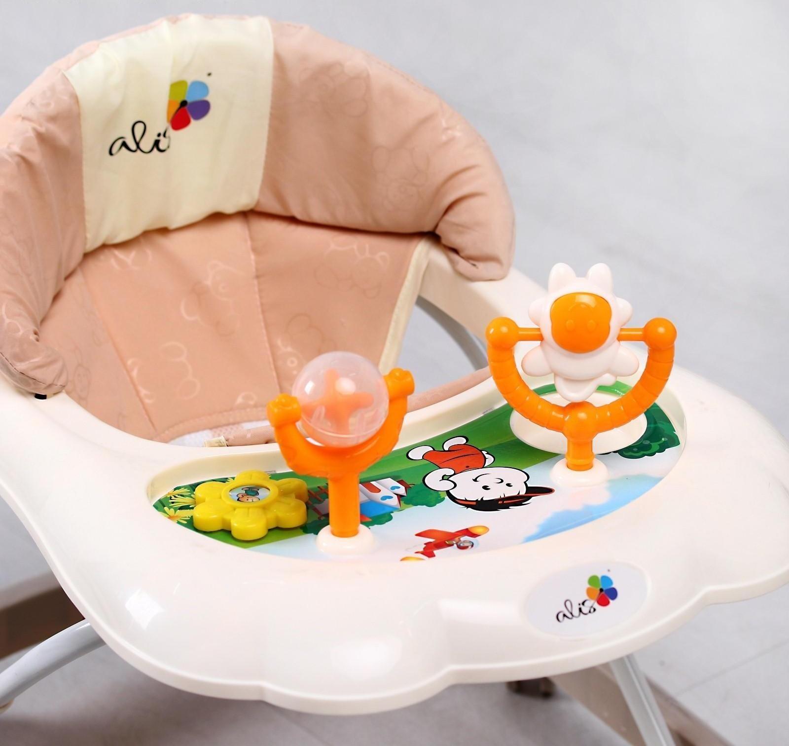 Ходунки «Верный друг», 7 колес, муз. игрушки, бежевый/белый