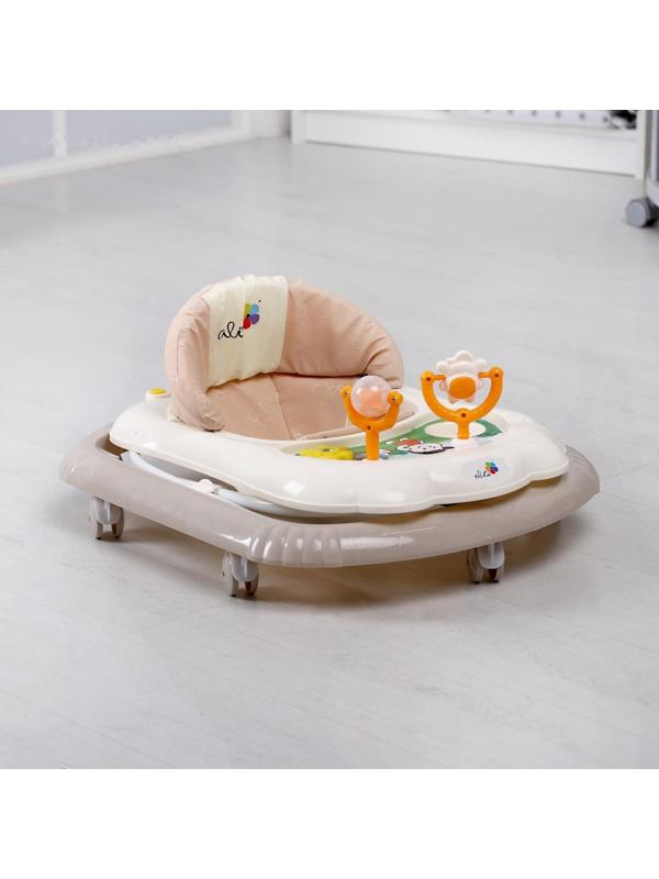 Ходунки «Верный друг», 7 колес, муз. игрушки, бежевый/белый