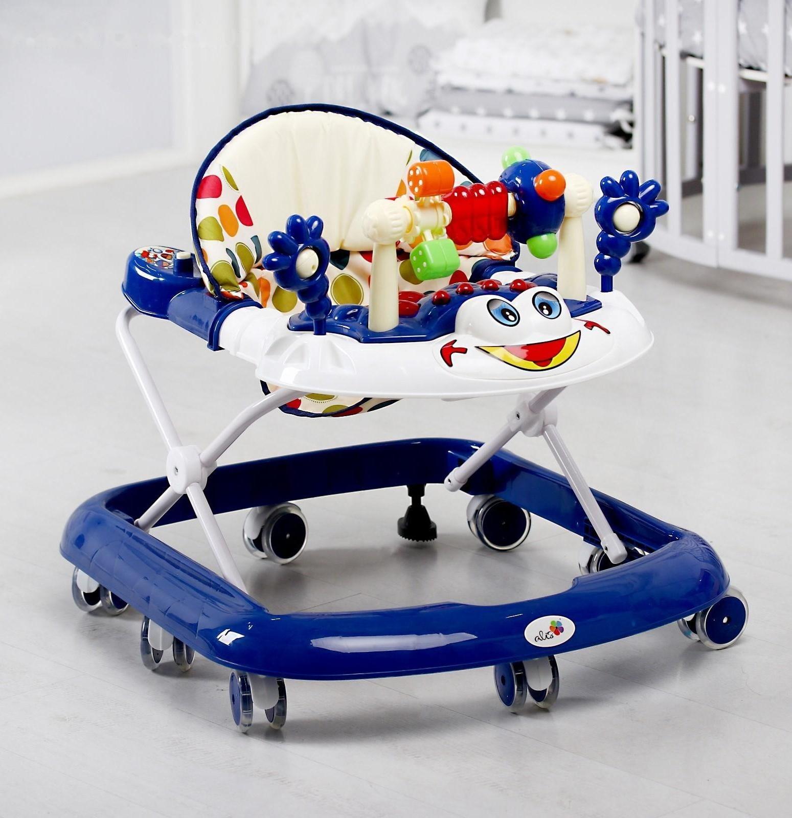 Ходунки «Игротека», 8 силик. колес, муз., свет, темно-синий