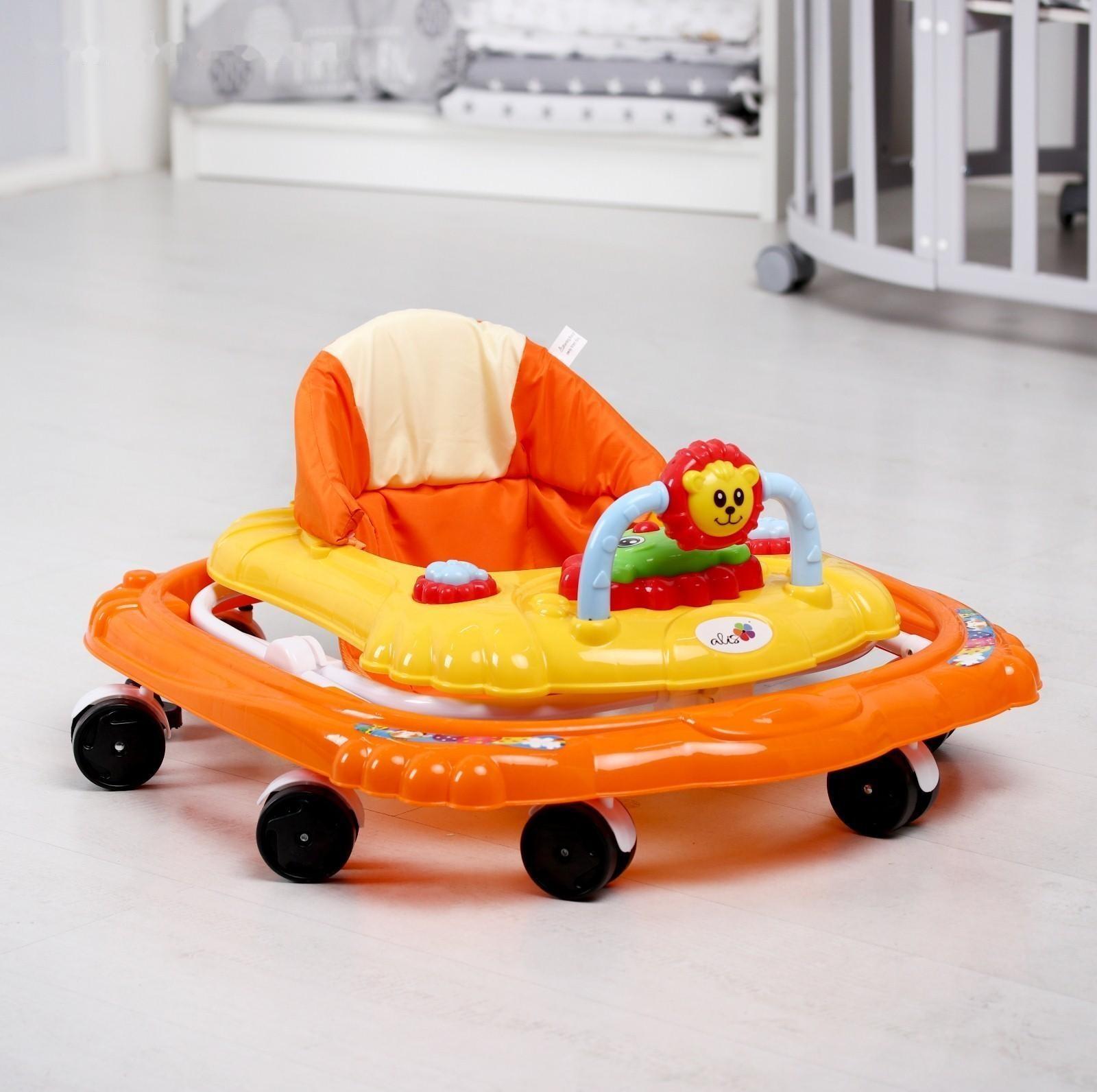 Ходунки «Львенок», 8 колес, тормоз, муз., оранжевый/желтый