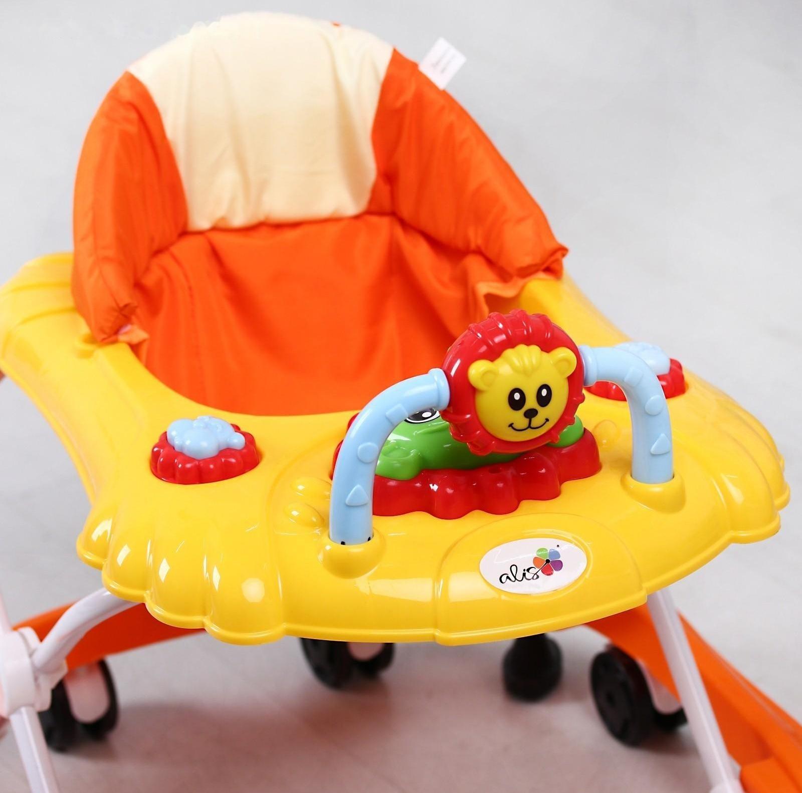 Ходунки «Львенок», 8 колес, тормоз, муз., оранжевый/желтый
