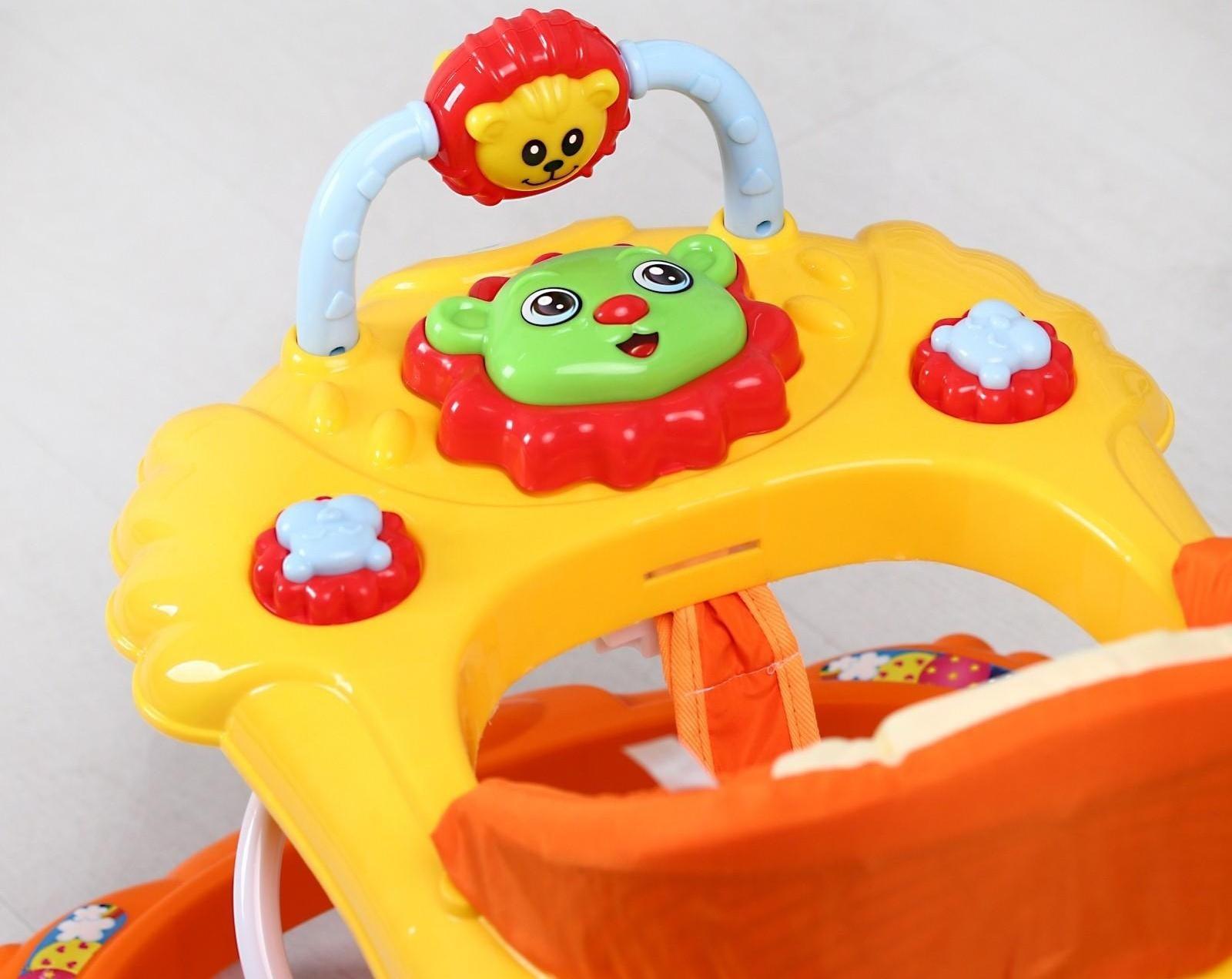 Ходунки «Львенок», 8 колес, тормоз, муз., оранжевый/желтый