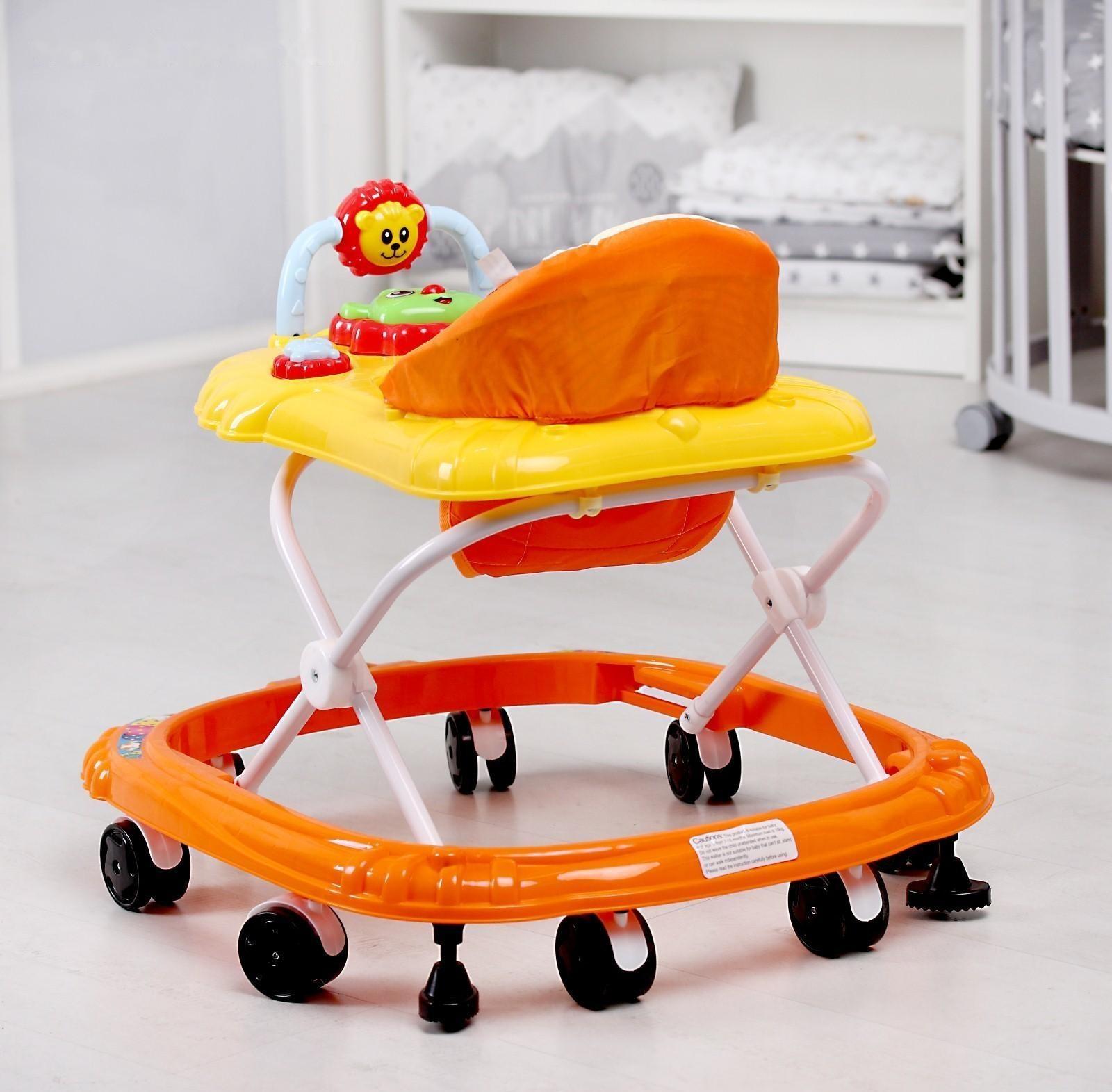 Ходунки «Львенок», 8 колес, тормоз, муз., оранжевый/желтый