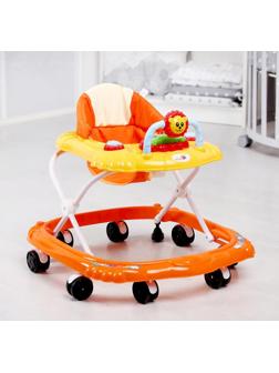 Ходунки «Львенок», 8 колес, тормоз, муз., оранжевый/желтый