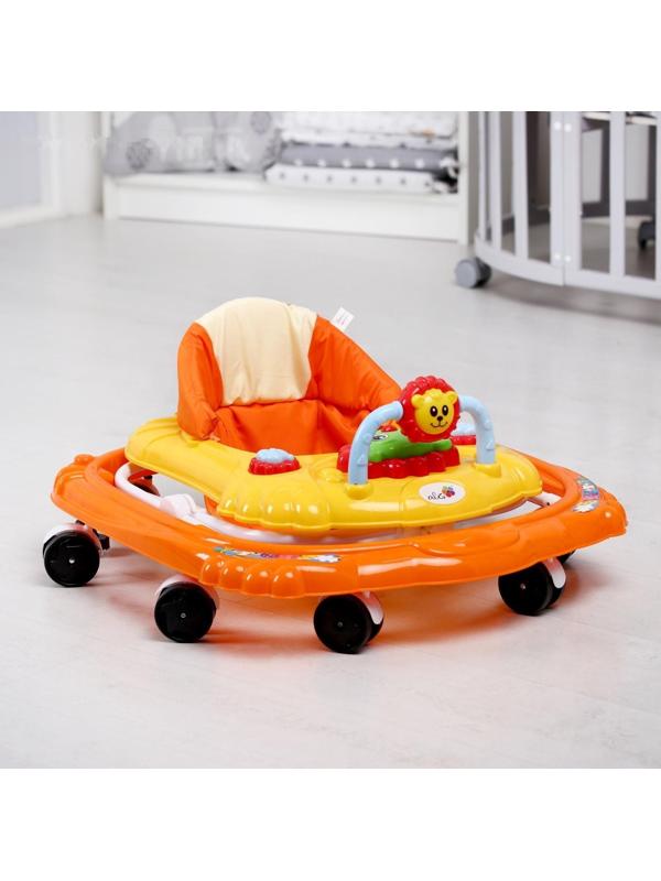Ходунки «Львенок», 8 колес, тормоз, муз., оранжевый/желтый