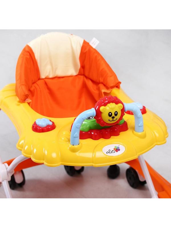 Ходунки «Львенок», 8 колес, тормоз, муз., оранжевый/желтый