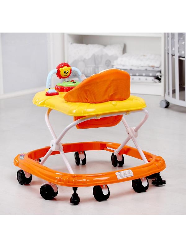 Ходунки «Львенок», 8 колес, тормоз, муз., оранжевый/желтый