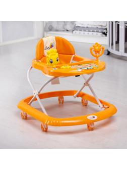 Ходунки «Солнышко С», 7 колес, муз. игрушки, колеса силикон, оранжевый