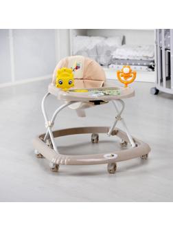 Ходунки «Солнышко С», 7 колес, муз. игрушки, колеса силикон, светло-бежевый