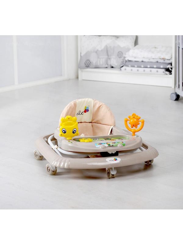 Ходунки «Солнышко С», 7 колес, муз. игрушки, колеса силикон, светло-бежевый