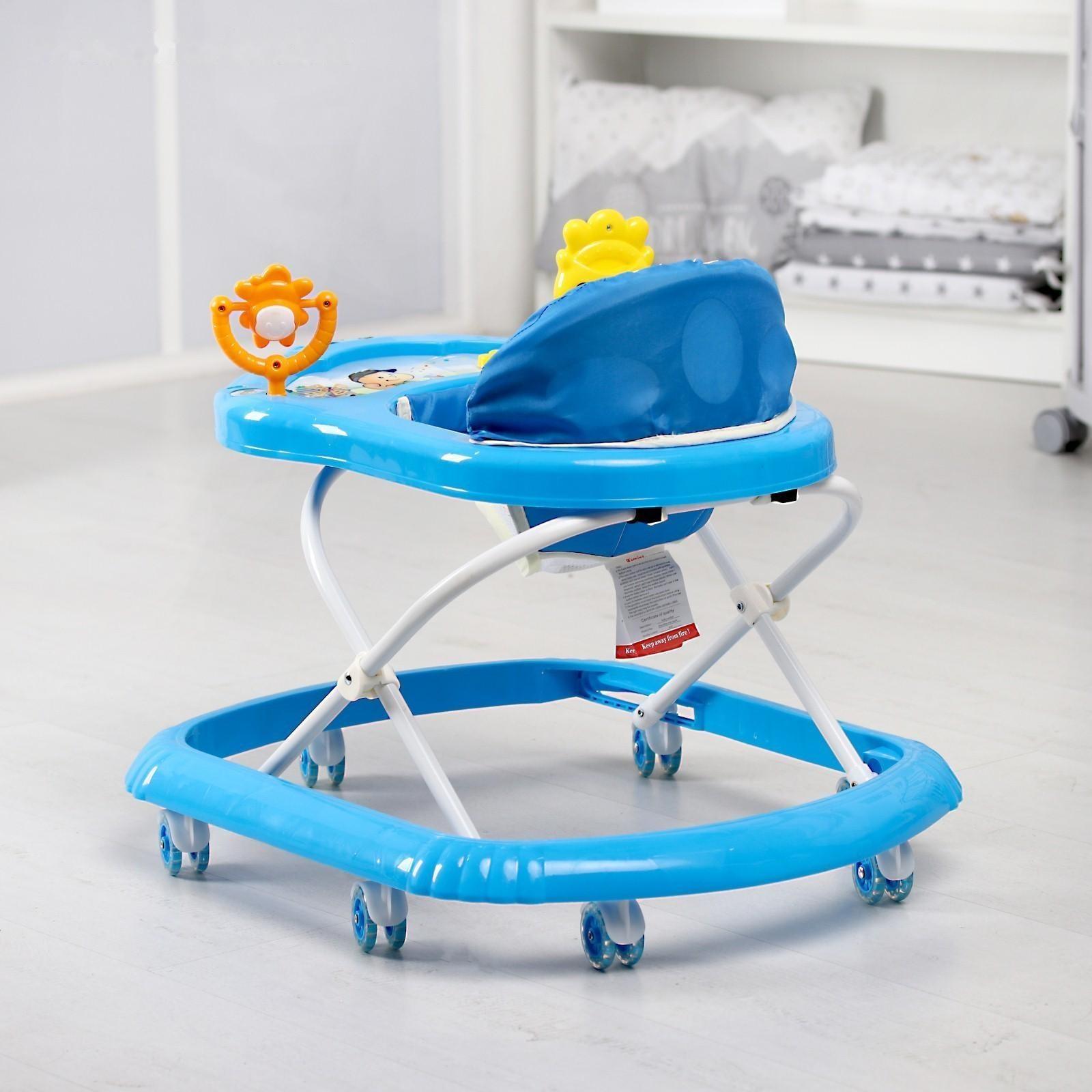 Ходунки «Солнышко С», 7 колес, муз. игрушки, колеса силикон, синий