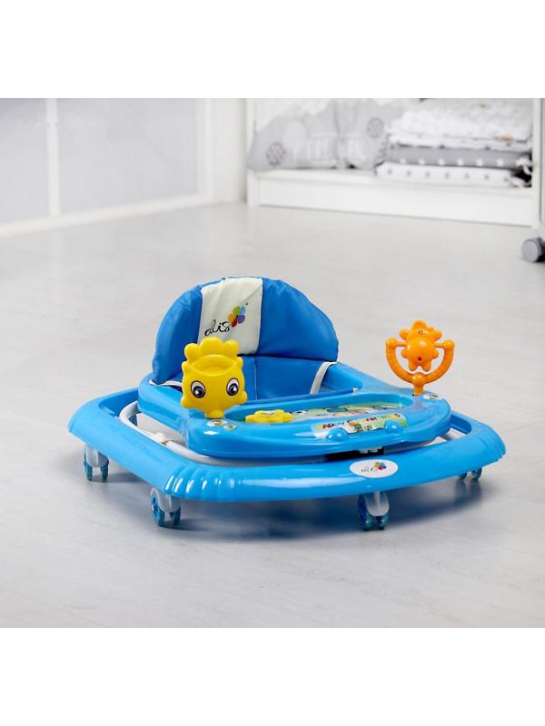 Ходунки «Солнышко С», 7 колес, муз. игрушки, колеса силикон, синий