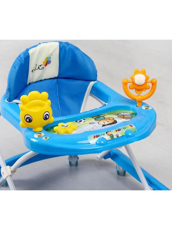 Ходунки «Солнышко С», 7 колес, муз. игрушки, колеса силикон, синий