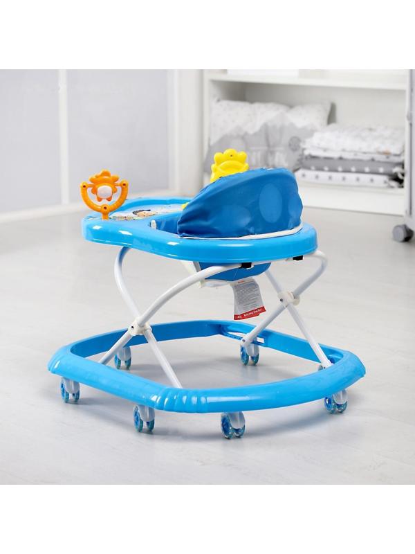 Ходунки «Солнышко С», 7 колес, муз. игрушки, колеса силикон, синий
